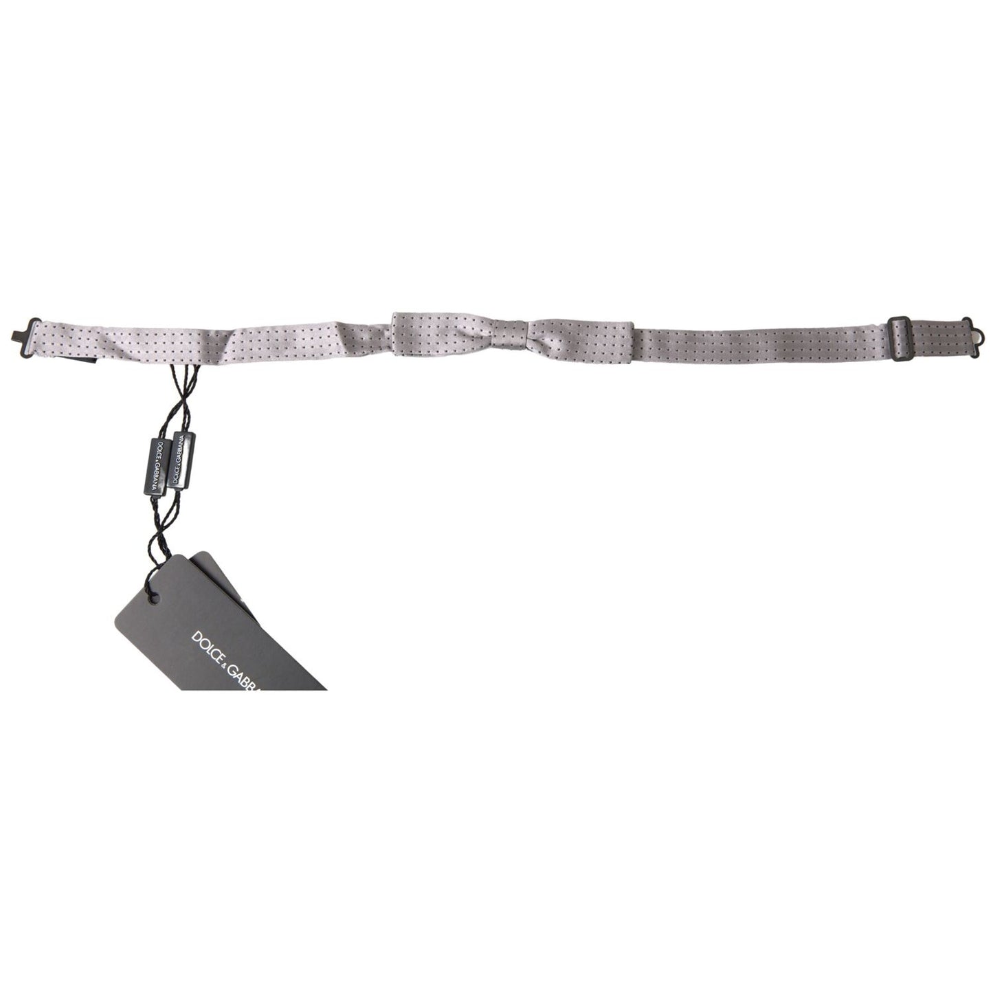 Dolce & Gabbana Gray Dotted Silk Adjustable Men Neck Papillon Bow Tie