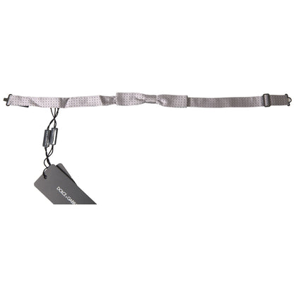 Dolce & Gabbana Gray Dotted Silk Adjustable Men Neck Papillon Bow Tie