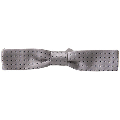 Dolce & Gabbana Gray Dotted Silk Adjustable Men Neck Papillon Bow Tie