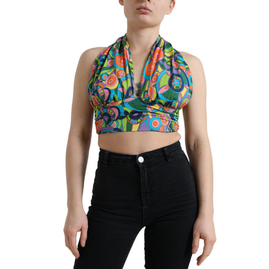 Dolce & Gabbana Multicolor Halter Sleeveless Cropped Tank Top