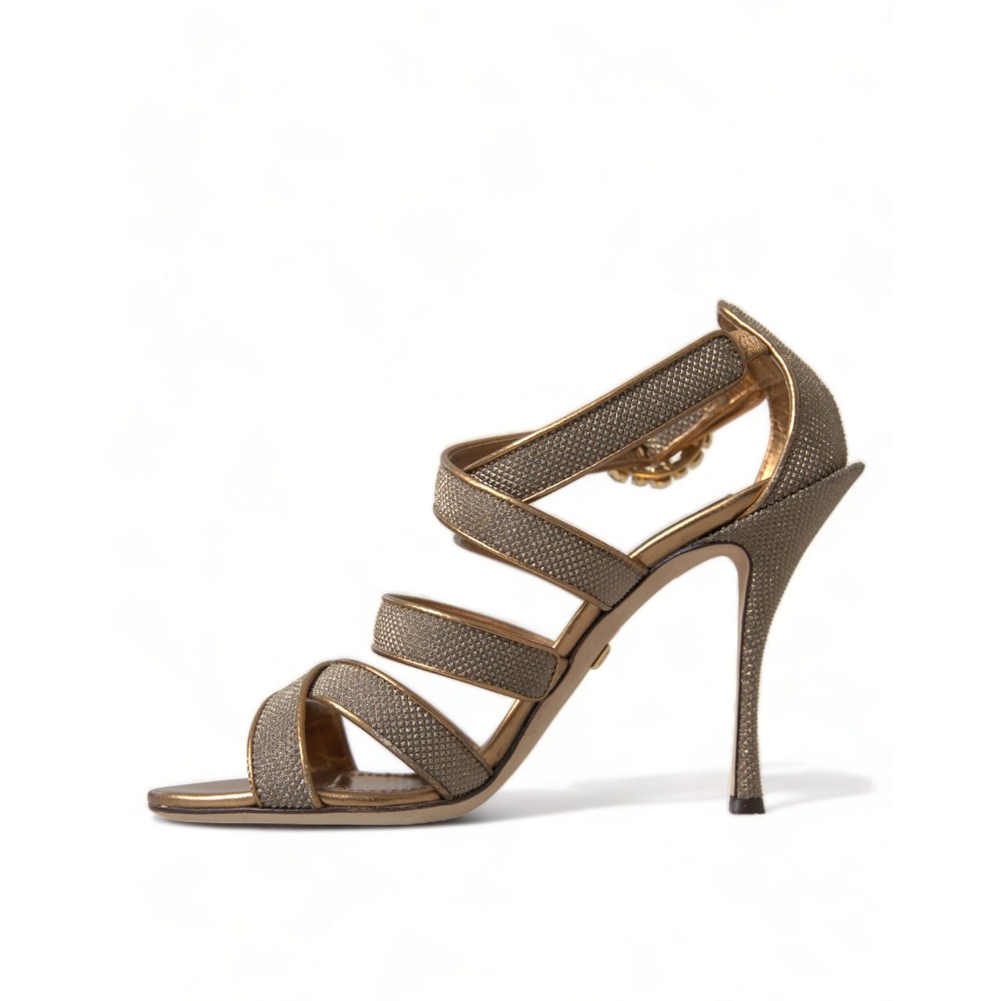 Dolce & Gabbana Bronze Crystal Strap Heels Sandals Shoes Dolce & Gabbana