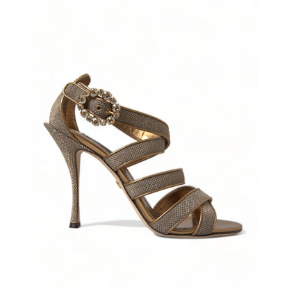 Dolce & Gabbana Bronze Crystal Strap Heels Sandals Shoes Dolce & Gabbana