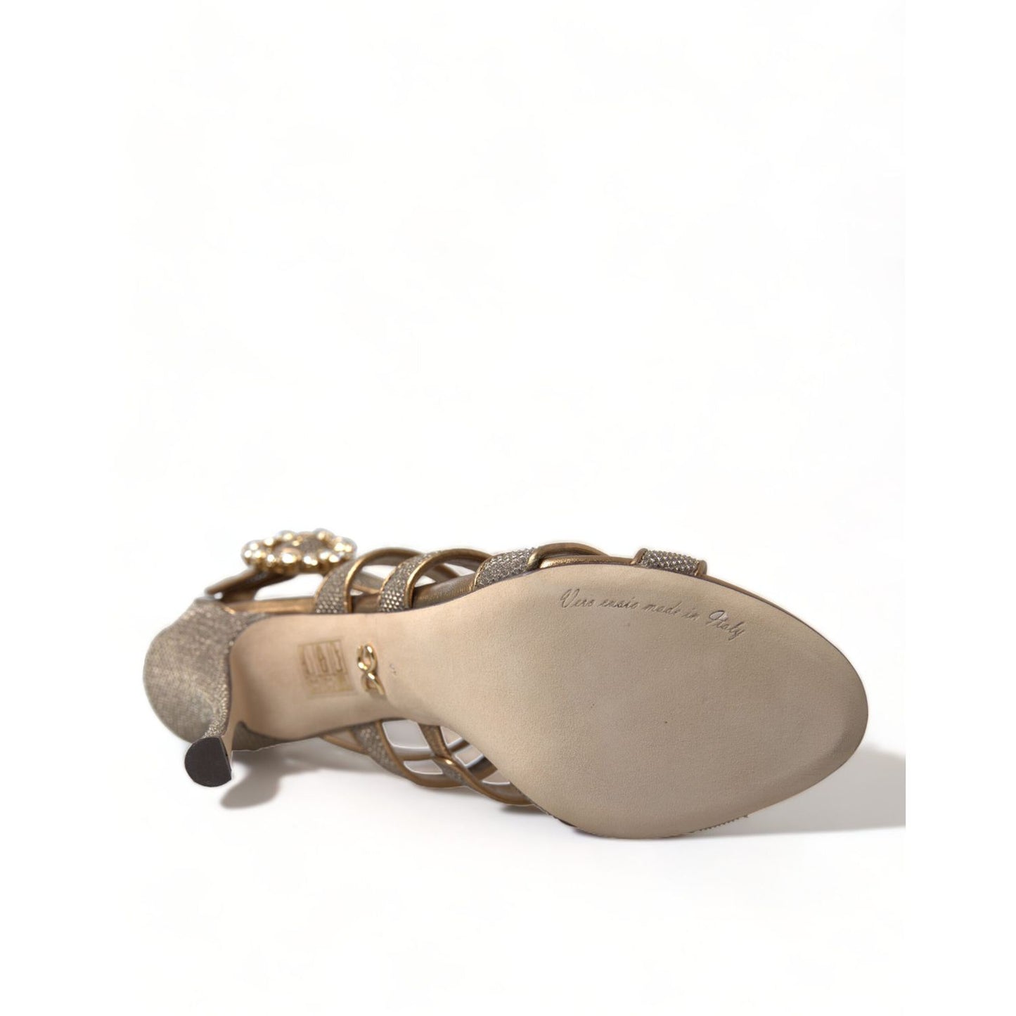Dolce & Gabbana Bronze Crystal Strap Heels Sandals Shoes Dolce & Gabbana