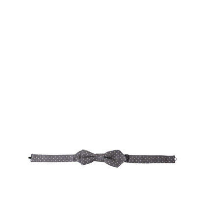 Dolce & Gabbana Gray Polka Dots Silk Adjustable Neck Papillon Bow Tie