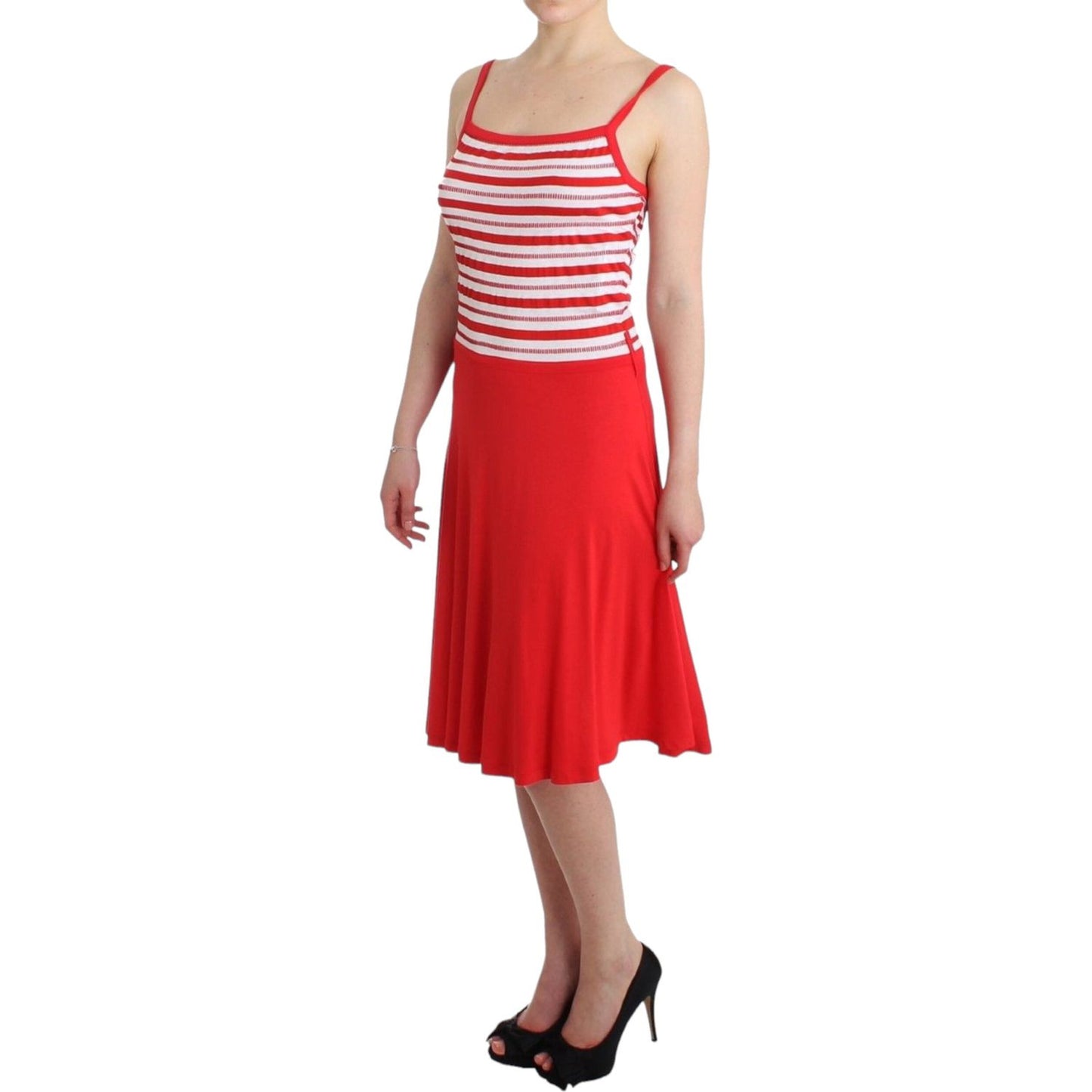 Roccobarocco Red striped jersey A-line dress Roccobarocco