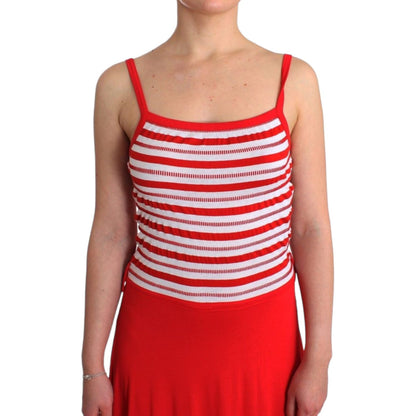 Roccobarocco Red striped jersey A-line dress Roccobarocco