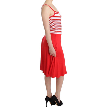 Roccobarocco Red striped jersey A-line dress Roccobarocco
