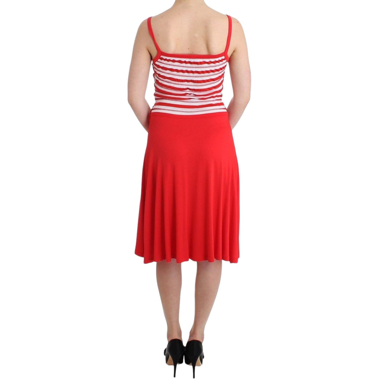 Roccobarocco Red striped jersey A-line dress Roccobarocco