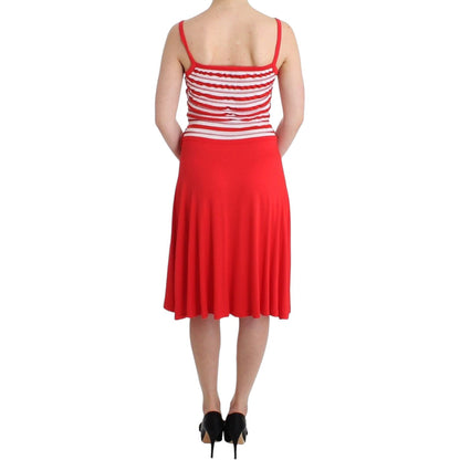 Roccobarocco Red striped jersey A-line dress Roccobarocco