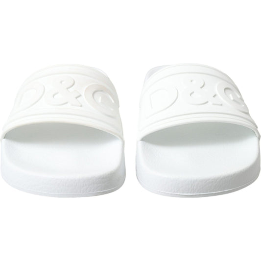 Dolce & Gabbana Elegant White Logo Slides Dolce & Gabbana