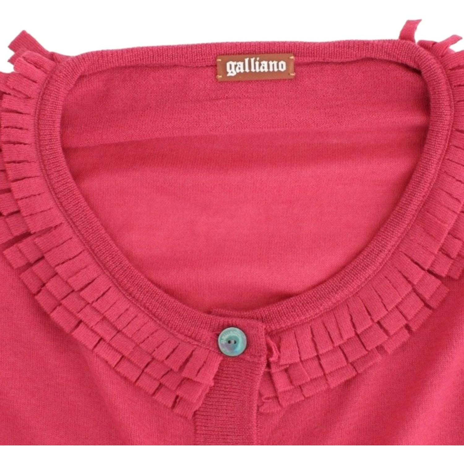 粉色荷叶边羊毛开衫