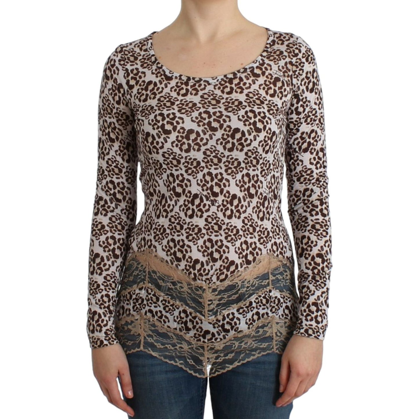 Cavalli Brown longsleeved lace top Cavalli