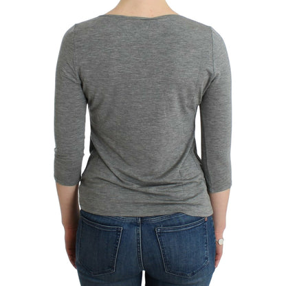 Cavalli Gray 3/4 sleeves jumper top Cavalli