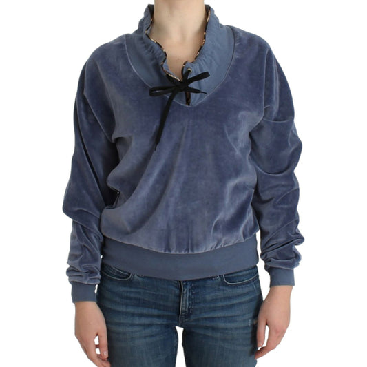 Cavalli Blue velvet cotton sweater Cavalli