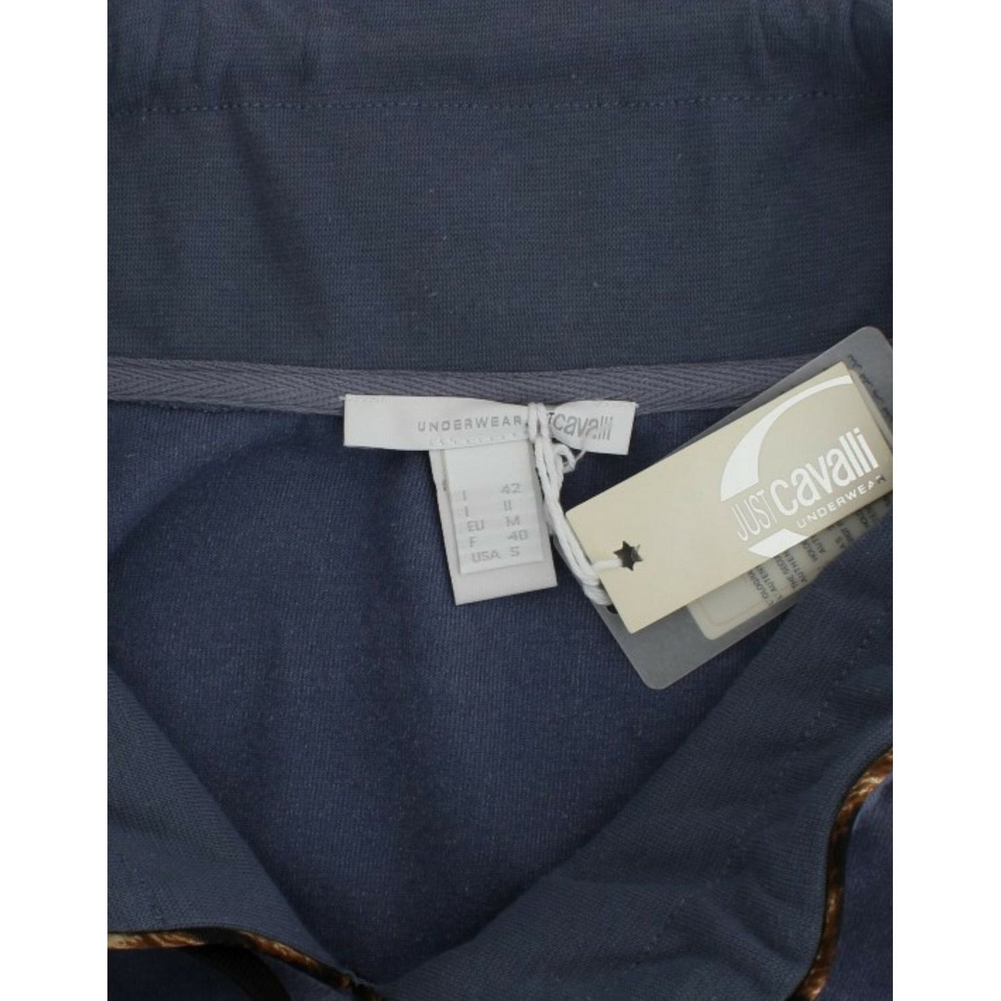 Cavalli Blue velvet cotton sweater Cavalli