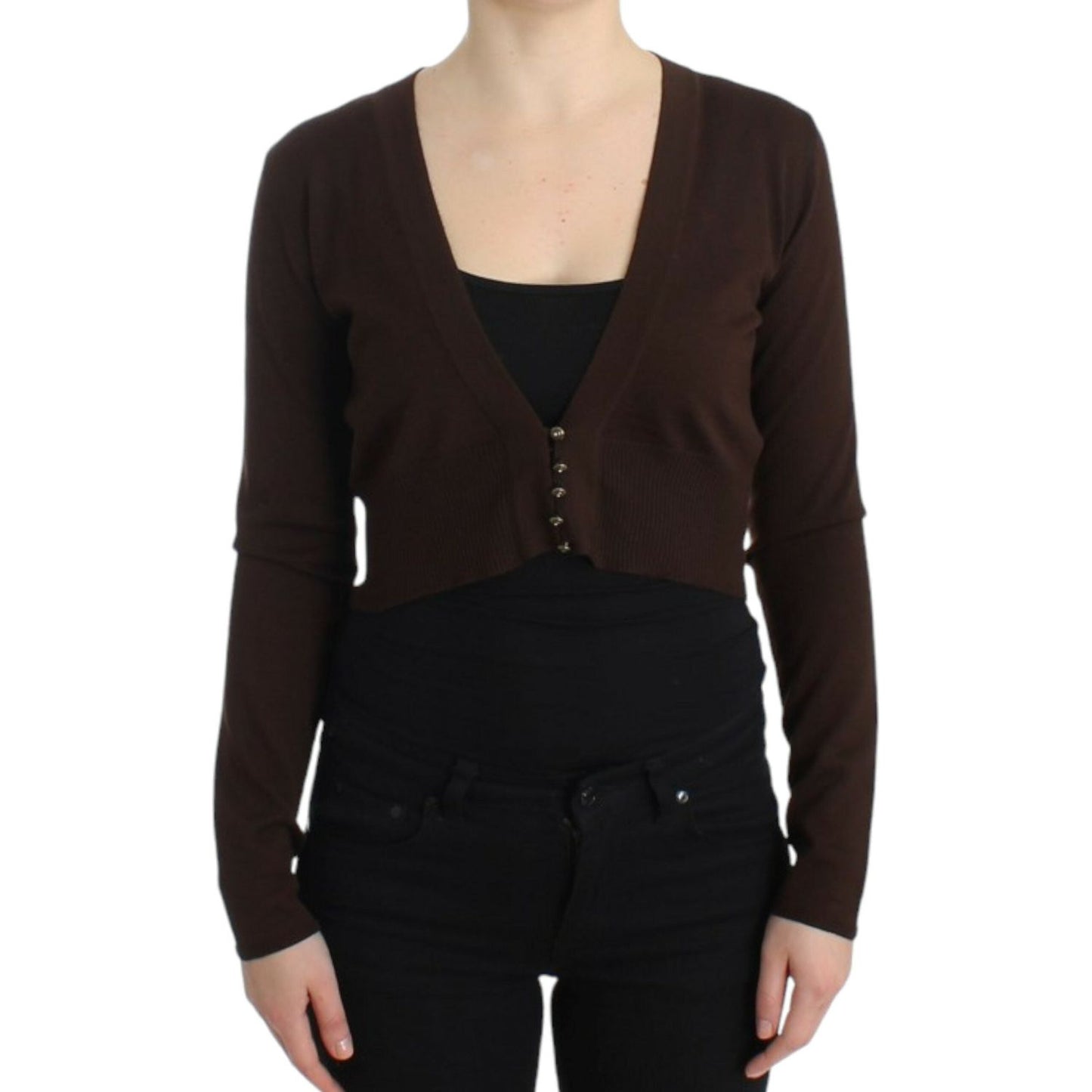 Cavalli Brown cropped wool cardigan Cavalli
