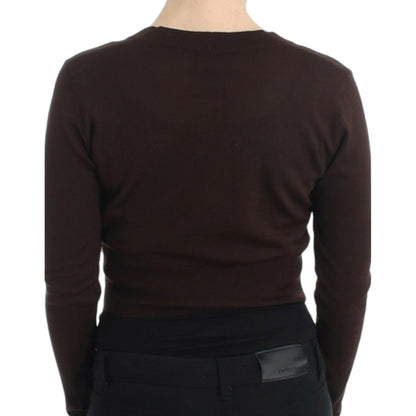 Cavalli Brown cropped wool cardigan Cavalli