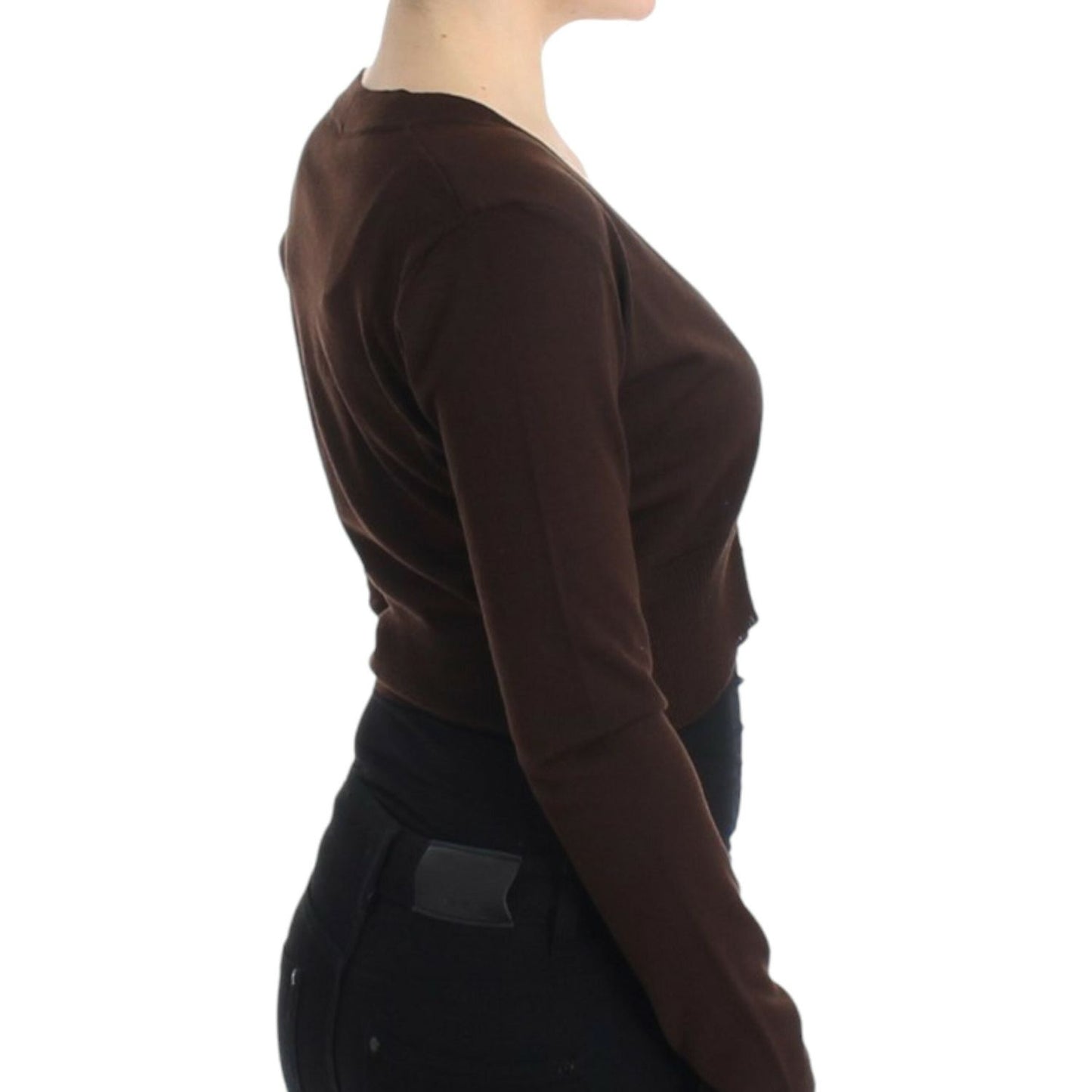 Cavalli Brown cropped wool cardigan Cavalli