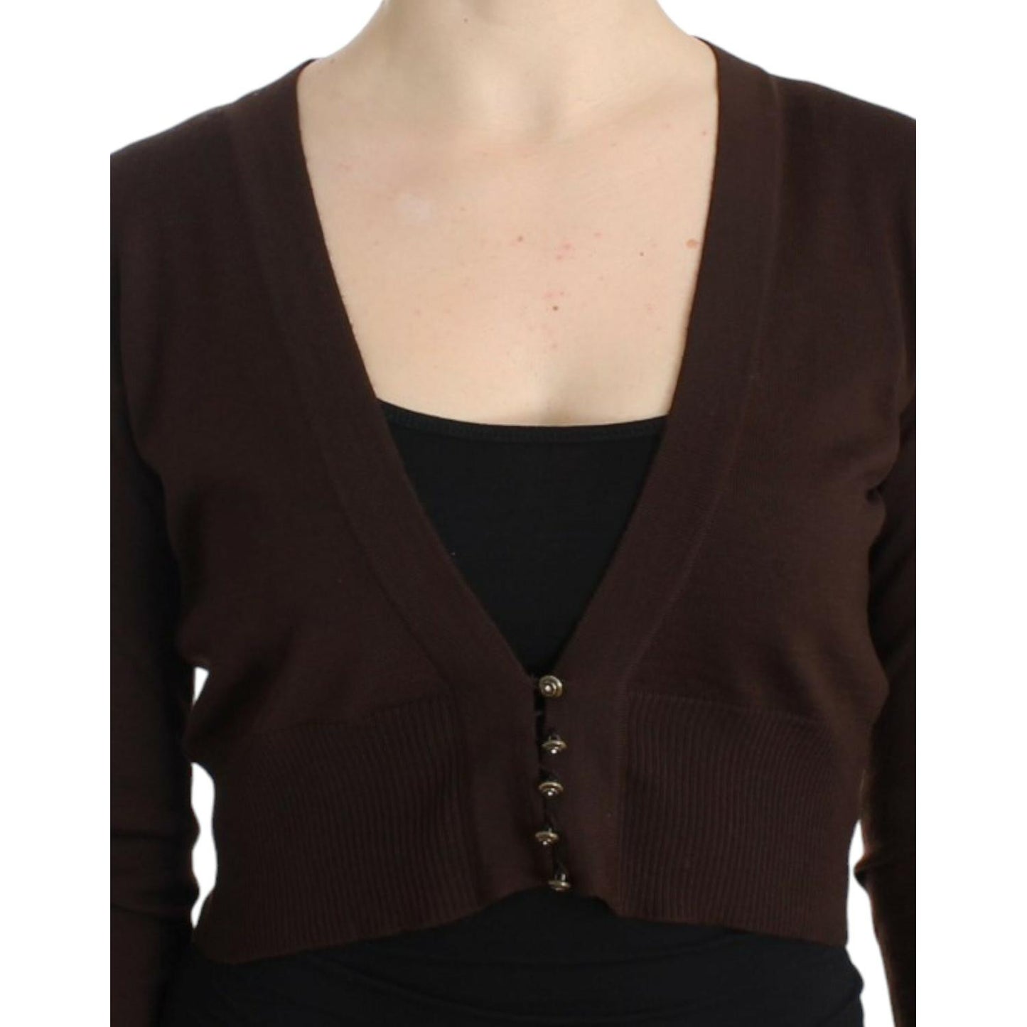 Cavalli Brown cropped wool cardigan Cavalli