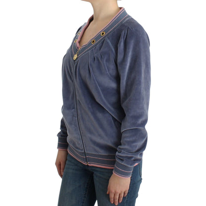 Cavalli Blue velvet zipup sweater Cavalli