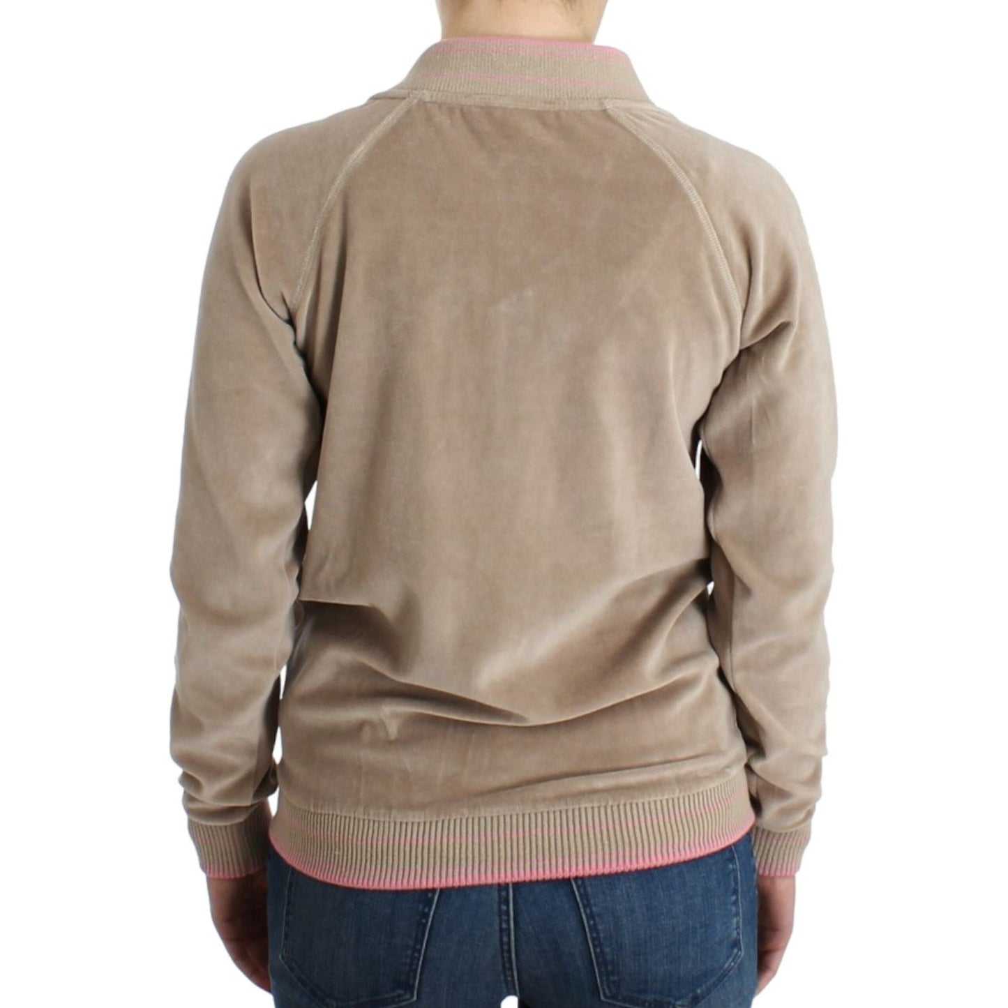 Cavalli Beige velvet zipup sweater Cavalli
