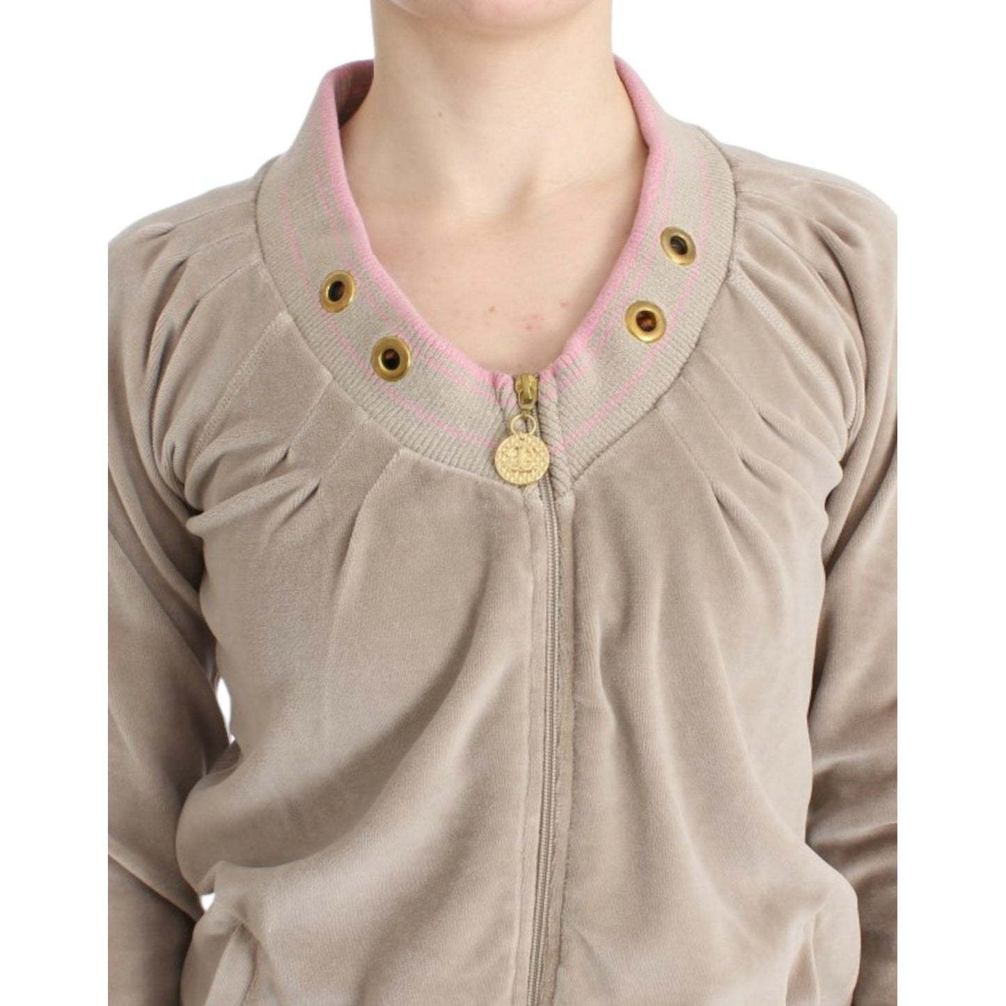 Cavalli Beige velvet zipup sweater Cavalli