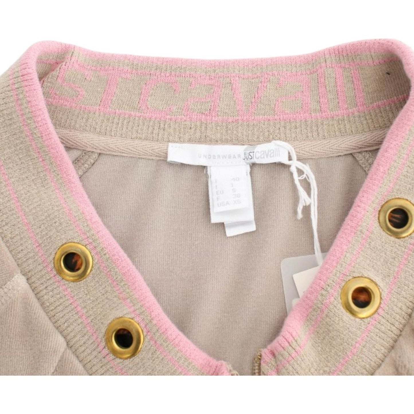 Cavalli Beige velvet zipup sweater Cavalli