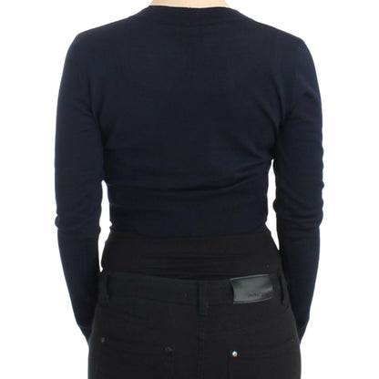 Cavalli Blue cropped wool cardigan Cavalli