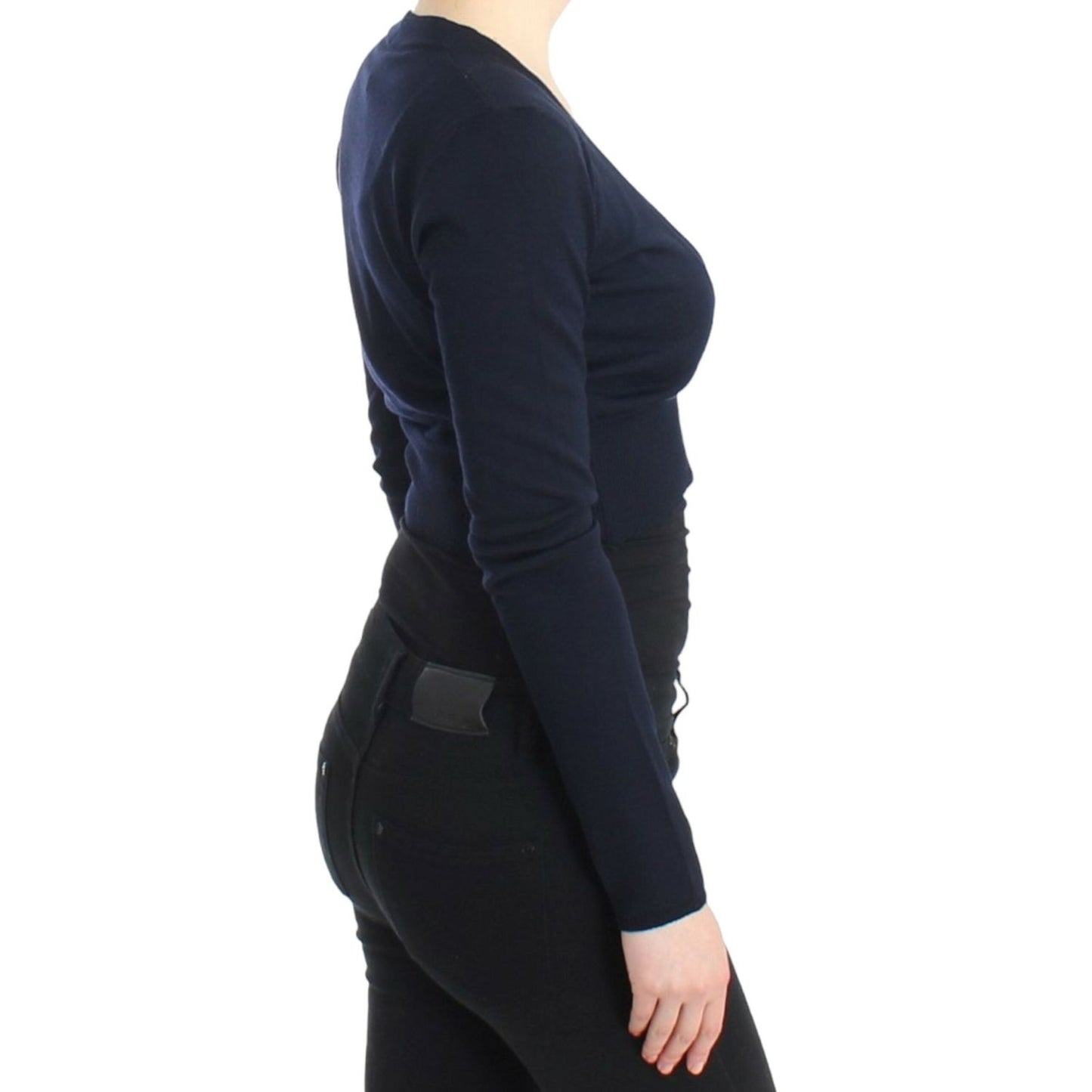 Cavalli Blue cropped wool cardigan Cavalli