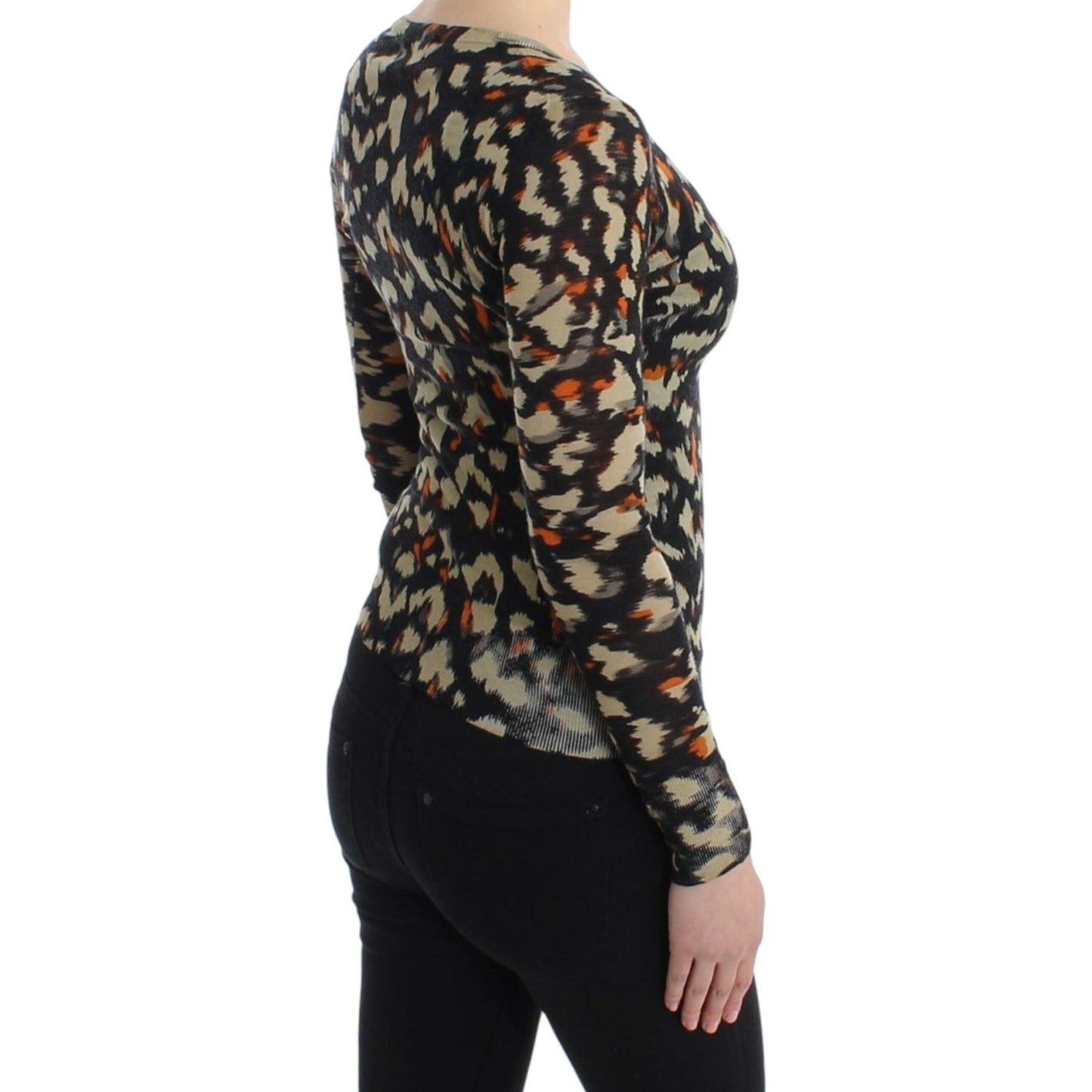 Cavalli Multicolor v-neck wool jumper Cavalli