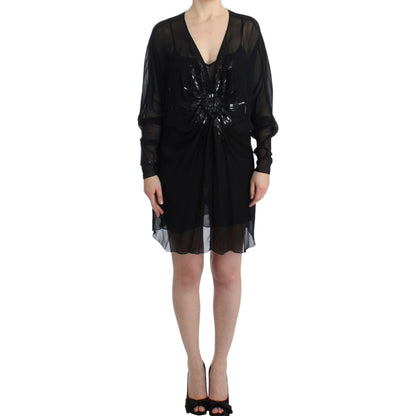 Cavalli Black long sleeve silk dress Cavalli