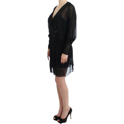 Cavalli Black long sleeve silk dress Cavalli