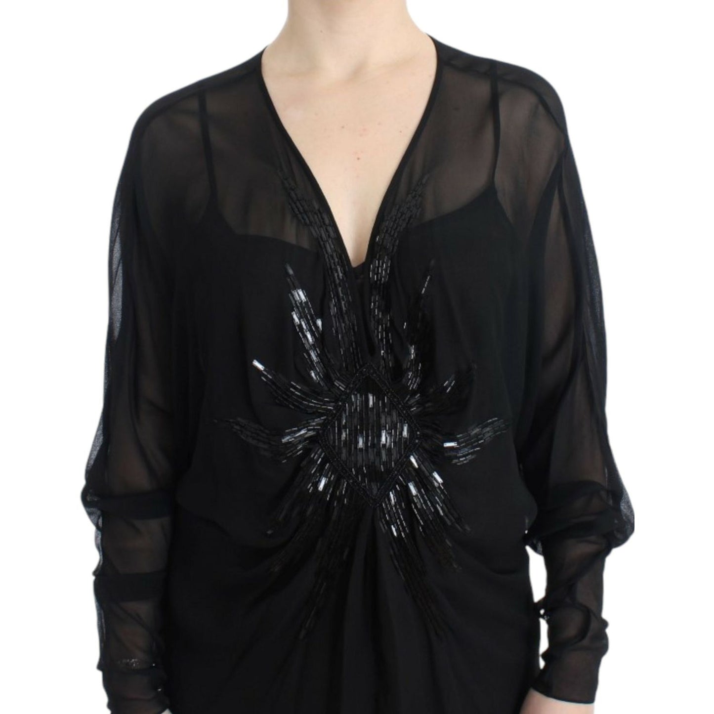 Cavalli Black long sleeve silk dress Cavalli