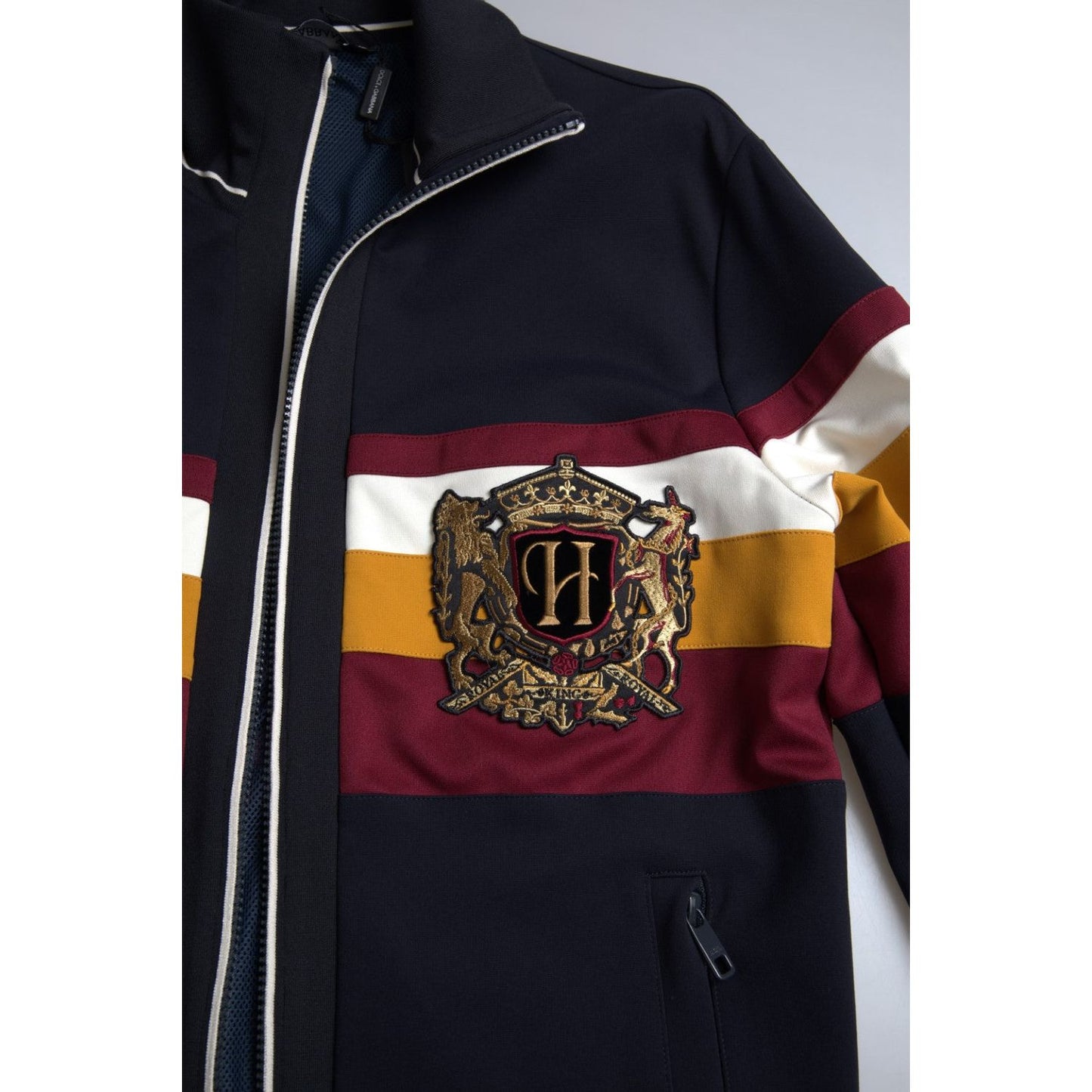 Dolce & Gabbana Elegant Blue Striped Zip Cardigan Sweater Dolce & Gabbana