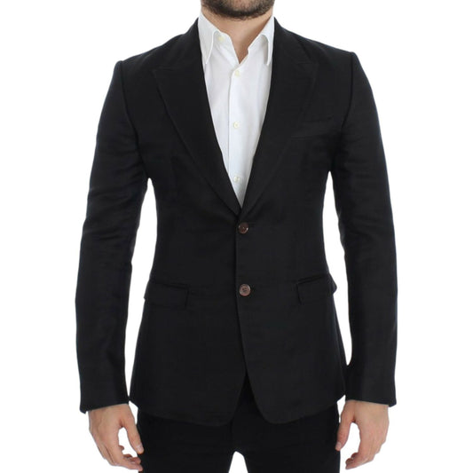 Dolce & Gabbana Elegant Black Silk Blend Two-Button Blazer Dolce & Gabbana