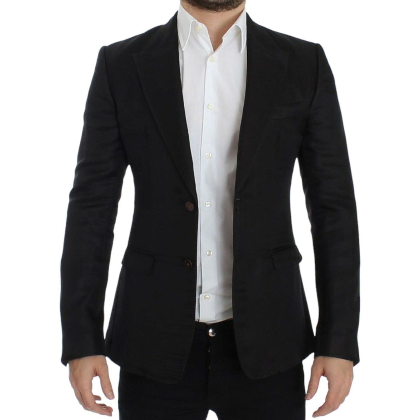 Dolce & Gabbana Black silk slim fit blazer