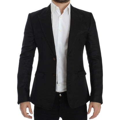 Dolce & Gabbana Black silk slim fit blazer