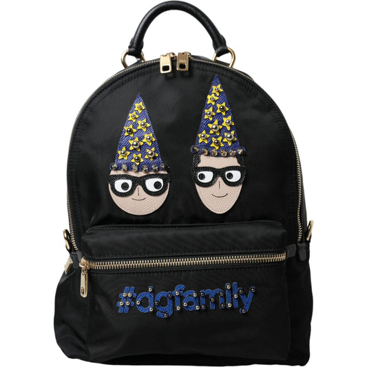 Dolce & Gabbana Elegant Black Gold Detail Backpack Dolce & Gabbana