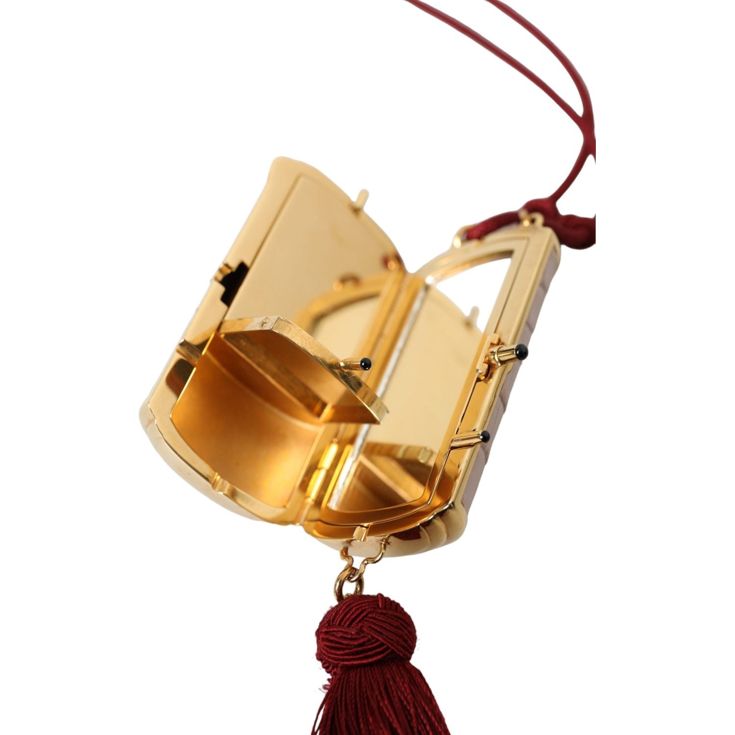 带流苏的异域粉色皮革迷你镜包