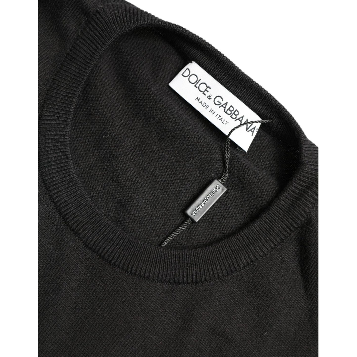 Dolce & Gabbana Elegant Black Cotton Crewneck Pullover Sweater Dolce & Gabbana