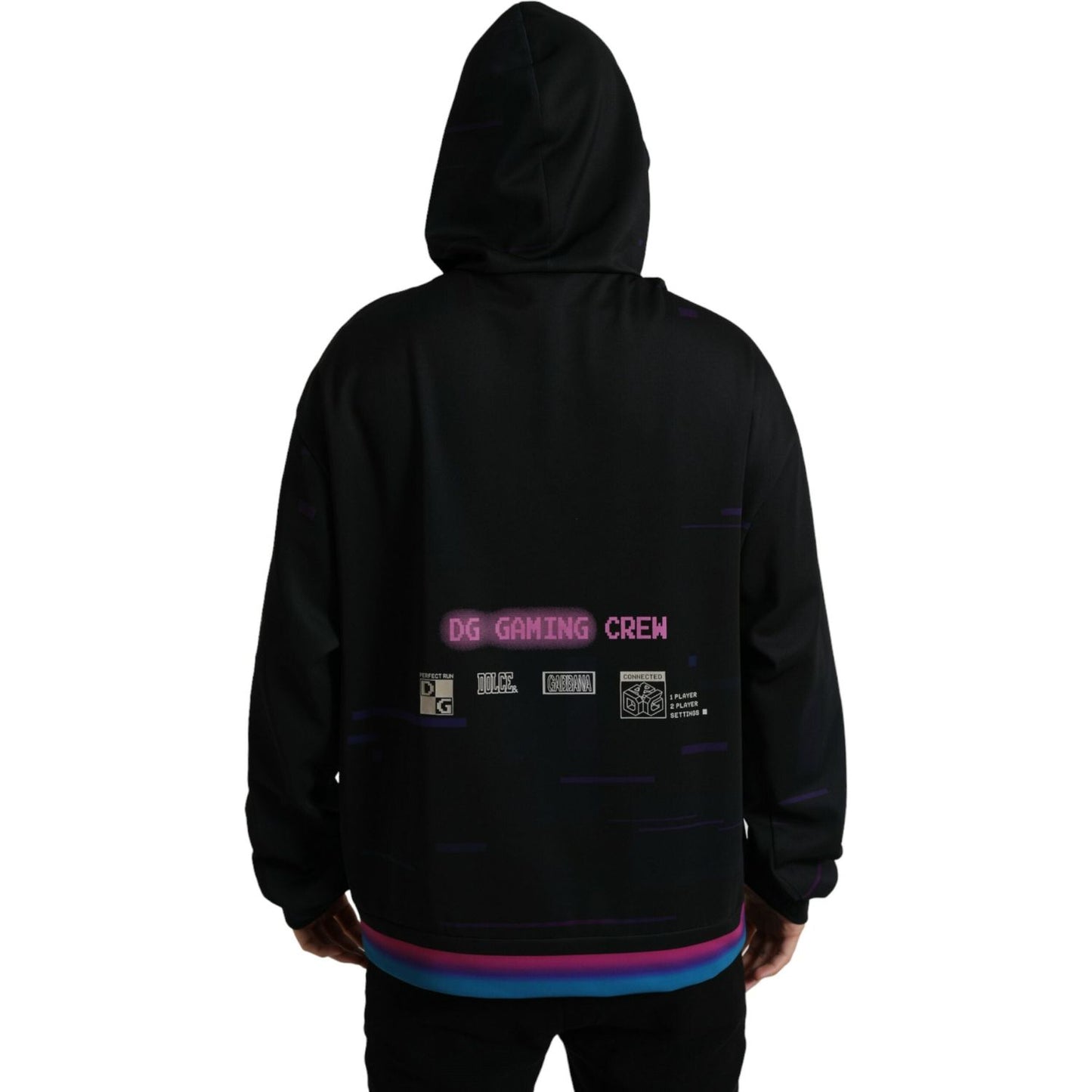 Dolce & Gabbana Black Logo Print Hooded Sweatshirt Sweater