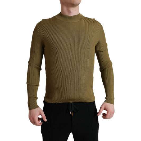 Dolce & Gabbana Army Green Viscose Crew Neck Sweater Dolce & Gabbana