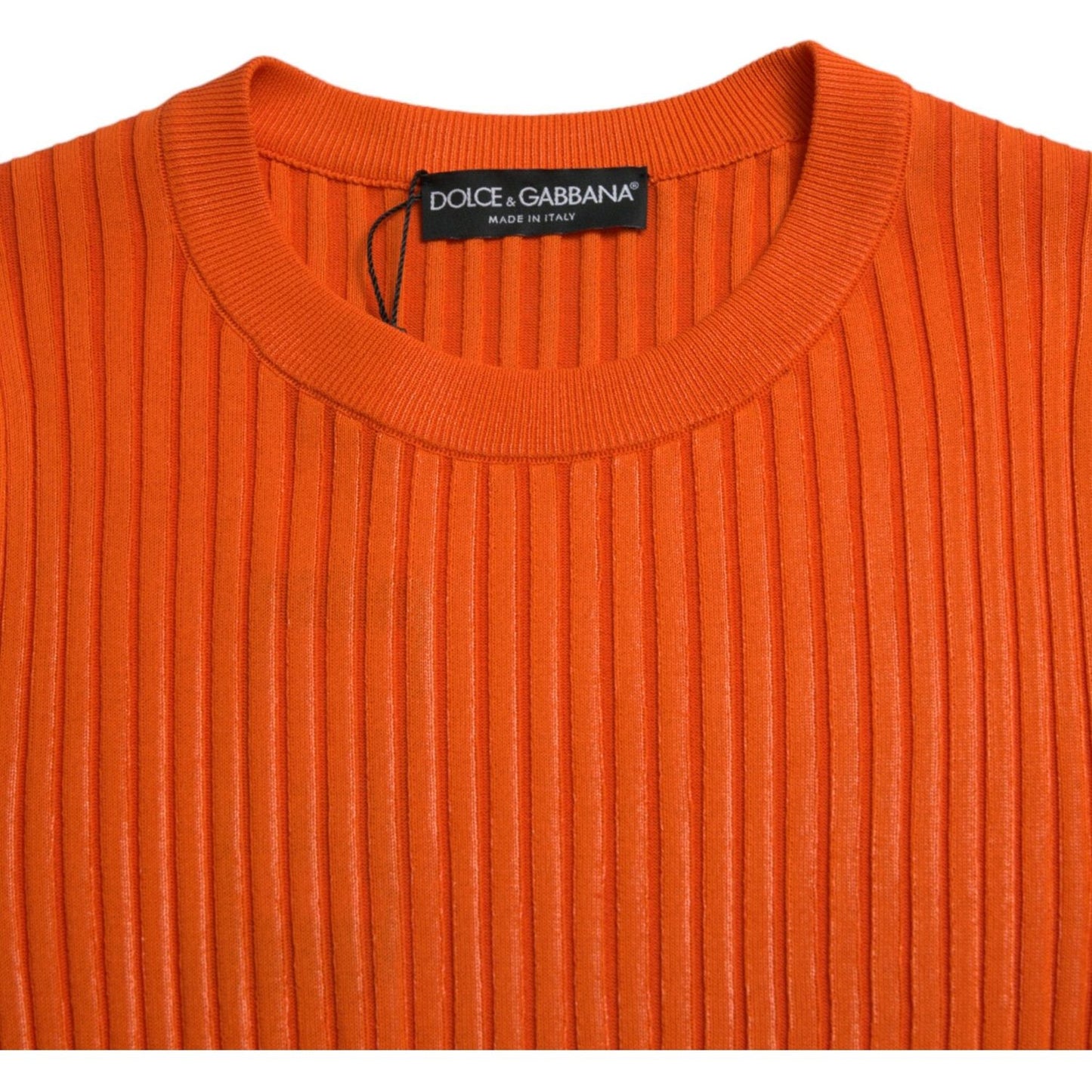 Dolce & Gabbana Sleek Sunset Orange Knitted Pullover Sweater Dolce & Gabbana