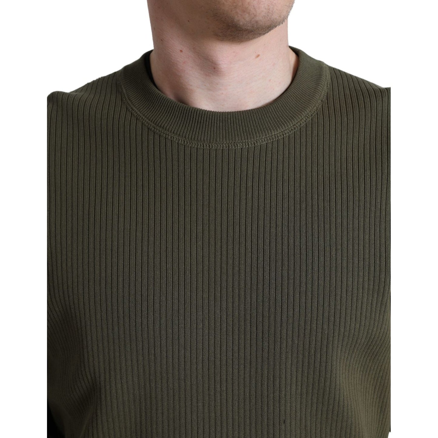 Dolce & Gabbana Elegant Green Crew Neck Cotton Sweater Dolce & Gabbana