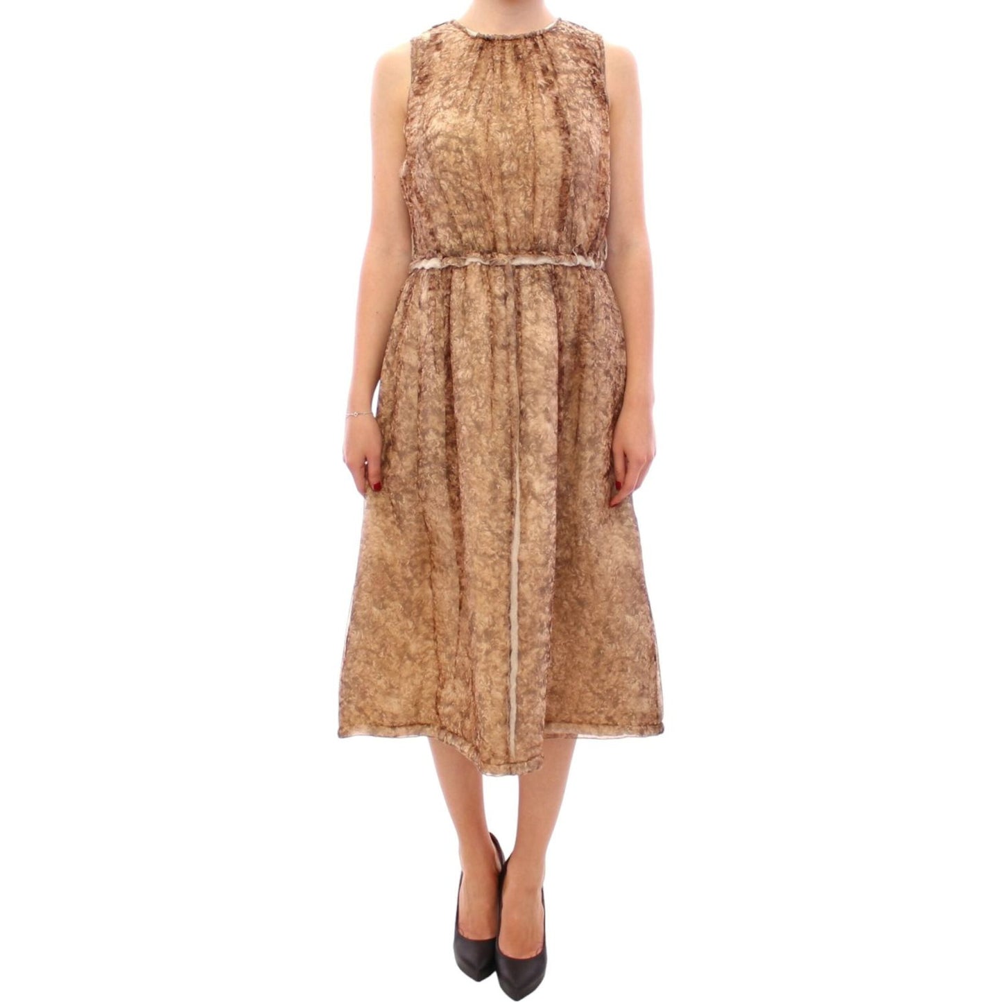 Dolce & Gabbana Brown sleeveless silk dress Dolce & Gabbana