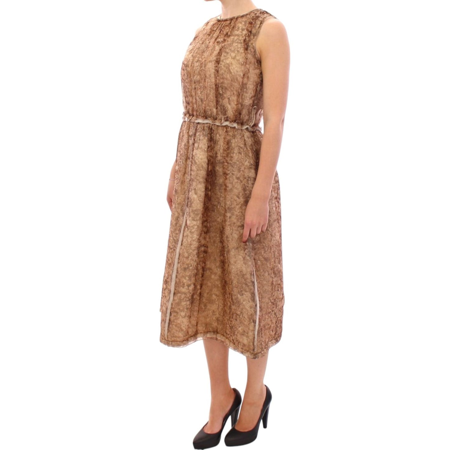 Dolce & Gabbana Brown sleeveless silk dress Dolce & Gabbana
