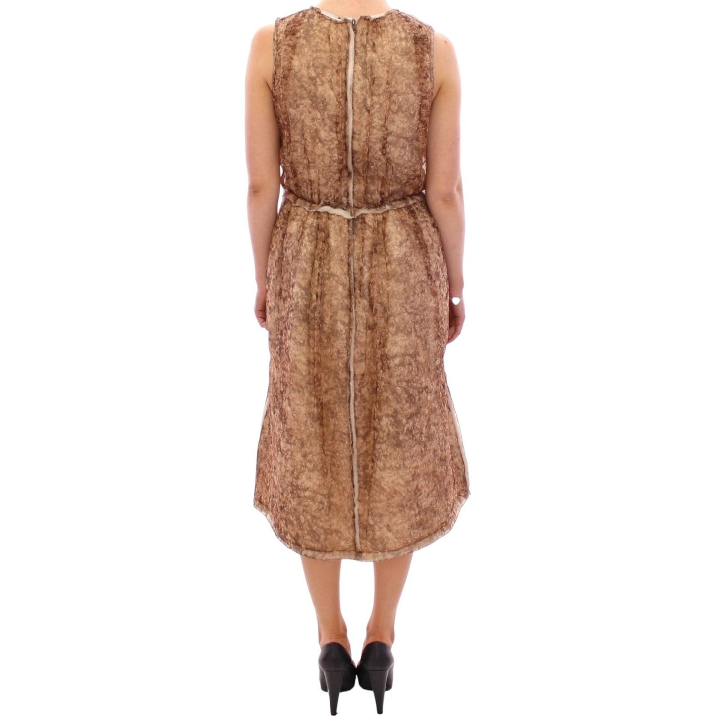 Dolce & Gabbana Brown sleeveless silk dress Dolce & Gabbana
