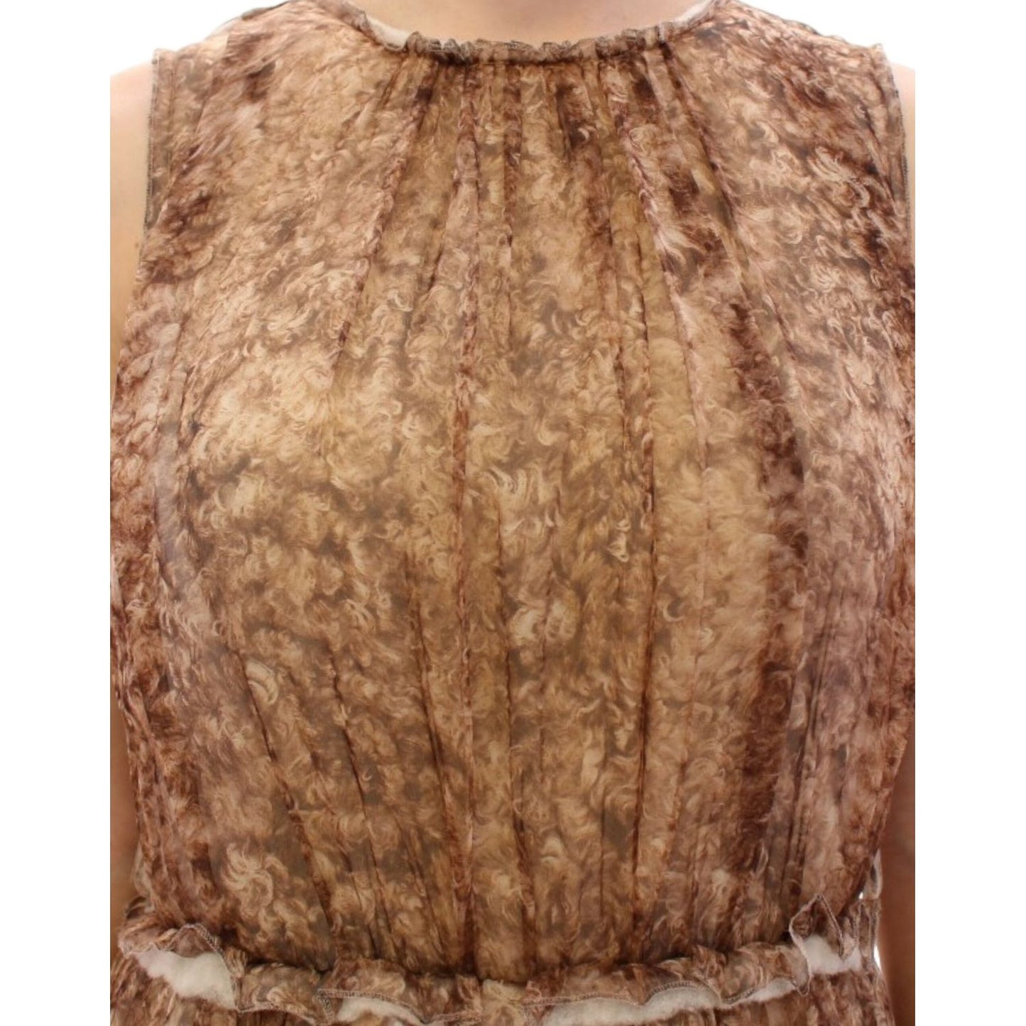 Dolce & Gabbana Brown sleeveless silk dress Dolce & Gabbana