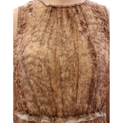 Dolce & Gabbana Brown sleeveless silk dress Dolce & Gabbana
