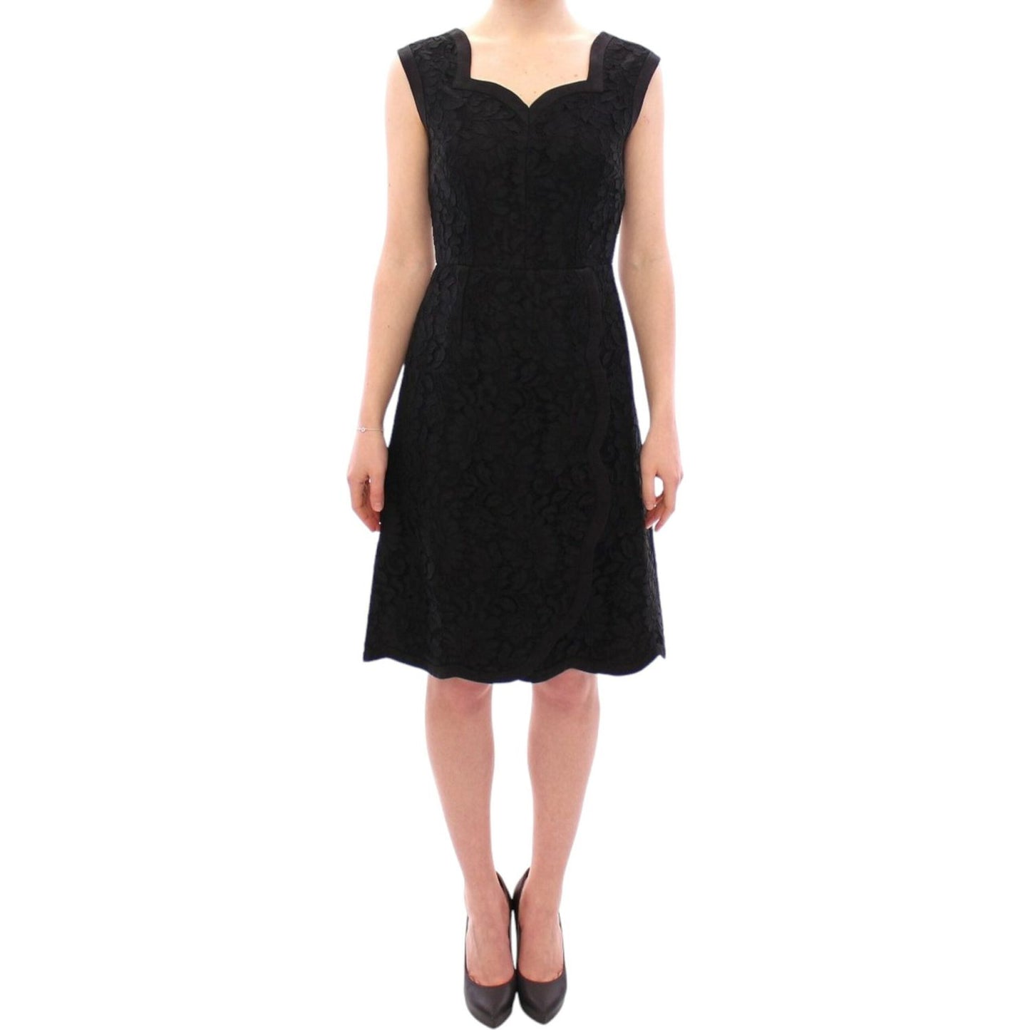 Dolce & Gabbana Black floral lace sicily runway dress